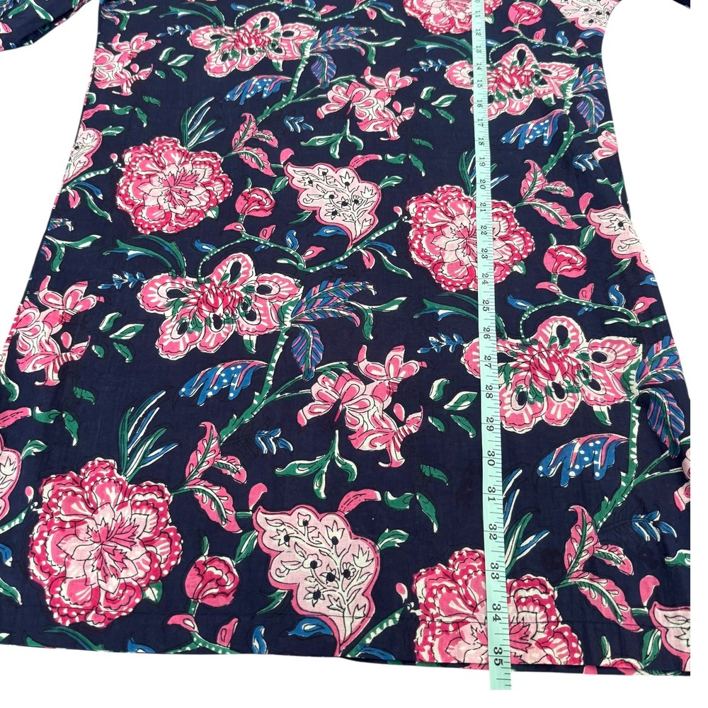 Fitzroy & Willa NWT‎ Floral Print Soleil Dress Navy Balloon Sleeve Cotton Size S - Picture 10 of 12